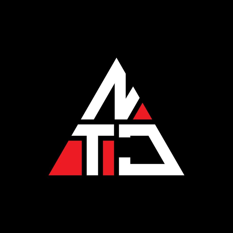 design de logotipo de letra de triângulo ntj com forma de triângulo. monograma de design de logotipo de triângulo ntj. modelo de logotipo de vetor de triângulo ntj com cor vermelha. logotipo triangular ntj logotipo simples, elegante e luxuoso.