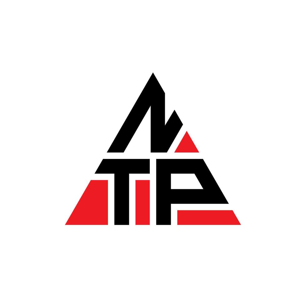 design de logotipo de letra de triângulo ntp com forma de triângulo. monograma de design de logotipo de triângulo ntp. modelo de logotipo de vetor de triângulo ntp com cor vermelha. logotipo triangular ntp logotipo simples, elegante e luxuoso.