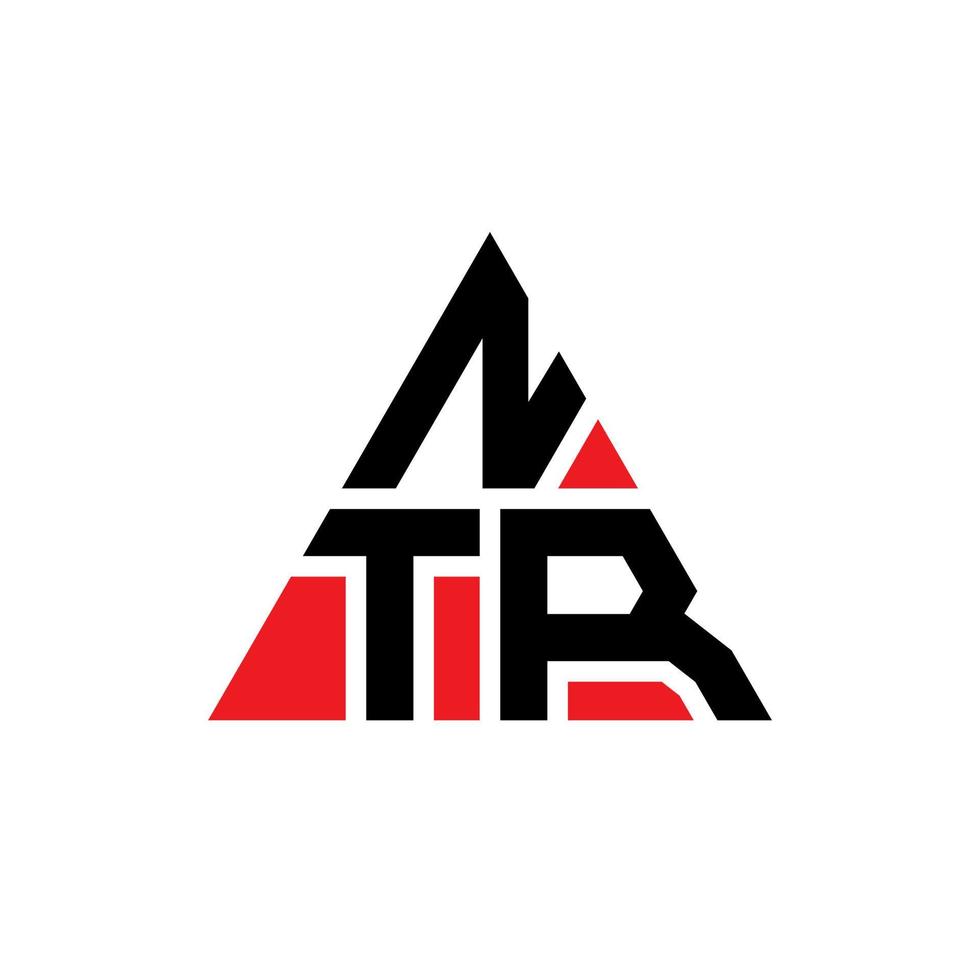 design de logotipo de letra de triângulo ntr com forma de triângulo. monograma de design de logotipo de triângulo ntr. modelo de logotipo de vetor de triângulo ntr com cor vermelha. ntr logotipo triangular simples, elegante e luxuoso.