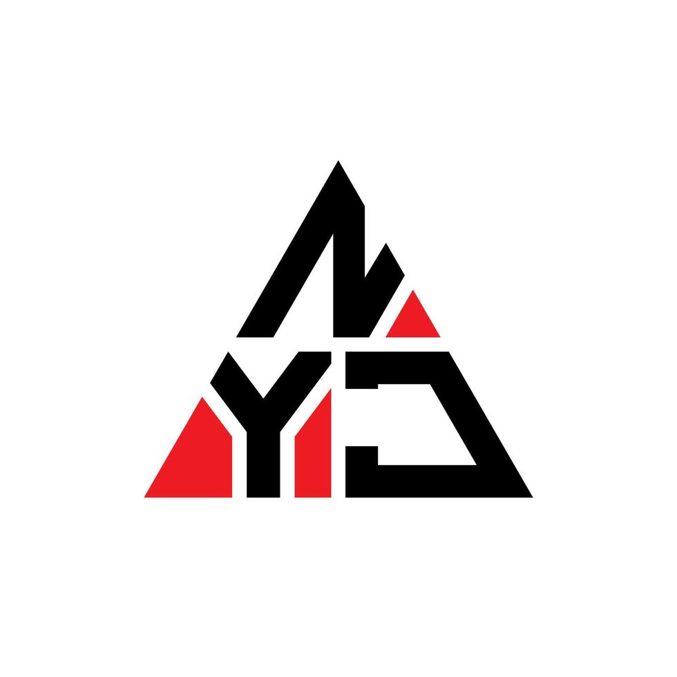 design de logotipo de letra triângulo nyj com forma de triângulo. monograma de design de logotipo de triângulo nyj. modelo de logotipo de vetor de triângulo nyj com cor vermelha. nyj logotipo triangular logotipo simples, elegante e luxuoso.