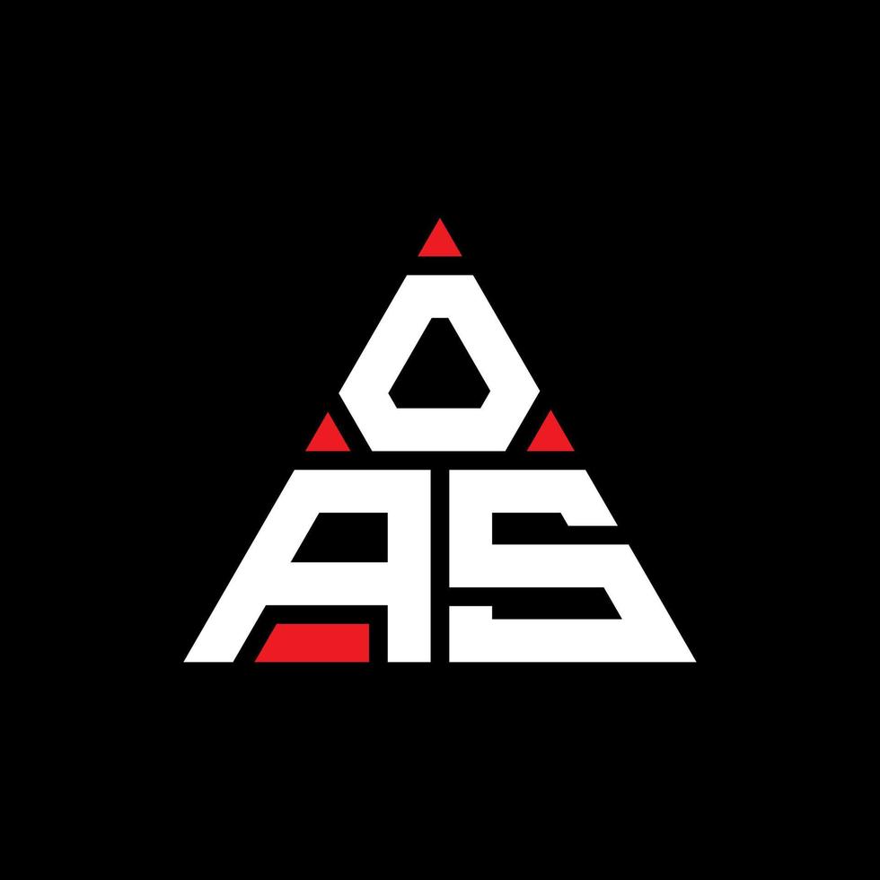 design de logotipo de letra triângulo oas com forma de triângulo. monograma de design de logotipo de triângulo oas. modelo de logotipo de vetor de triângulo oas com cor vermelha. logotipo triangular oas logotipo simples, elegante e luxuoso.