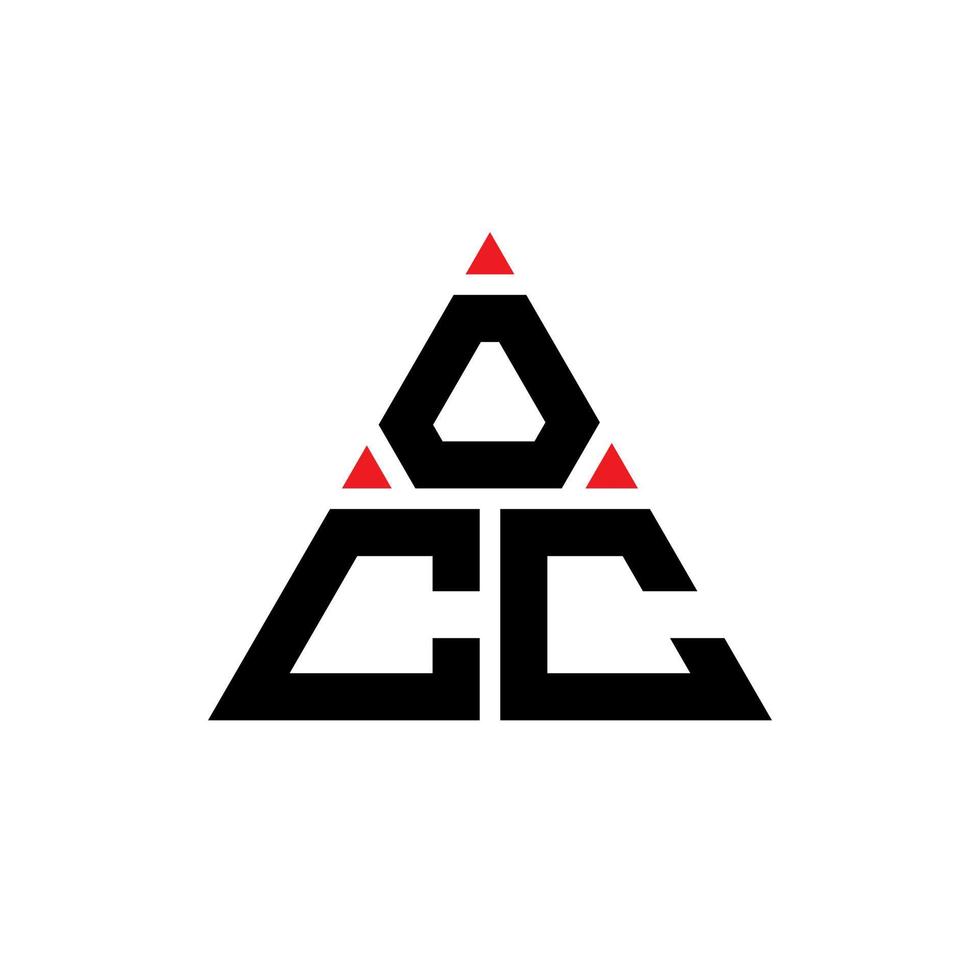 design de logotipo de letra triângulo occ com forma de triângulo. monograma de design de logotipo de triângulo occ. modelo de logotipo de vetor de triângulo occ com cor vermelha. logotipo triangular occ logotipo simples, elegante e luxuoso.