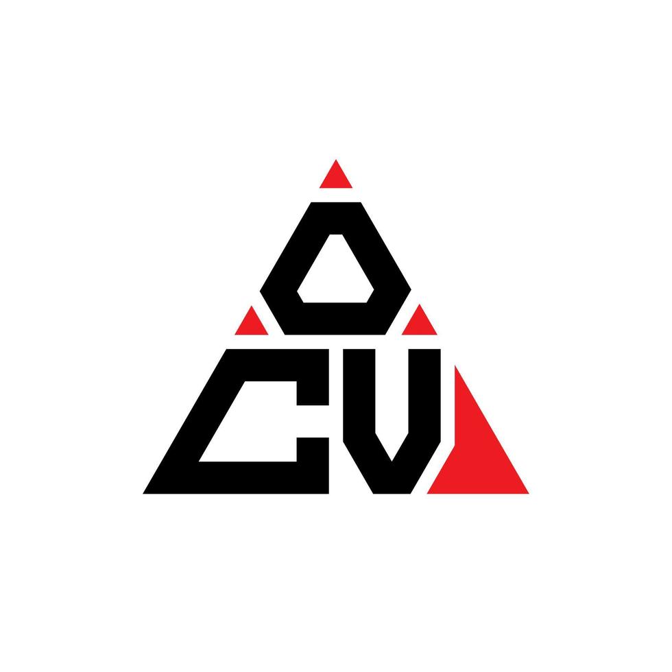 design de logotipo de letra de triângulo ocv com forma de triângulo. monograma de design de logotipo de triângulo ocv. modelo de logotipo de vetor de triângulo ocv com cor vermelha. logotipo triangular ocv logotipo simples, elegante e luxuoso.