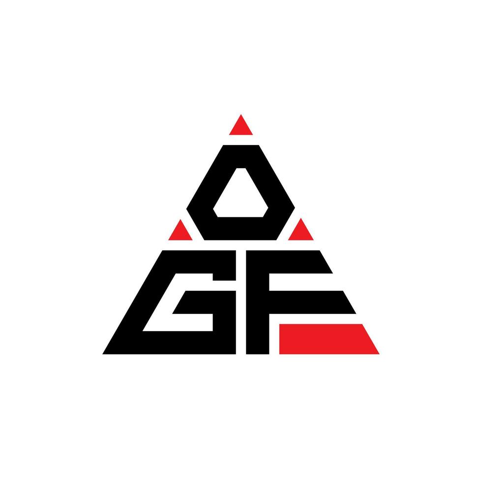 design de logotipo de letra de triângulo ogf com forma de triângulo. monograma de design de logotipo de triângulo ogf. modelo de logotipo de vetor de triângulo ogf com cor vermelha. logotipo triangular ogf logotipo simples, elegante e luxuoso.