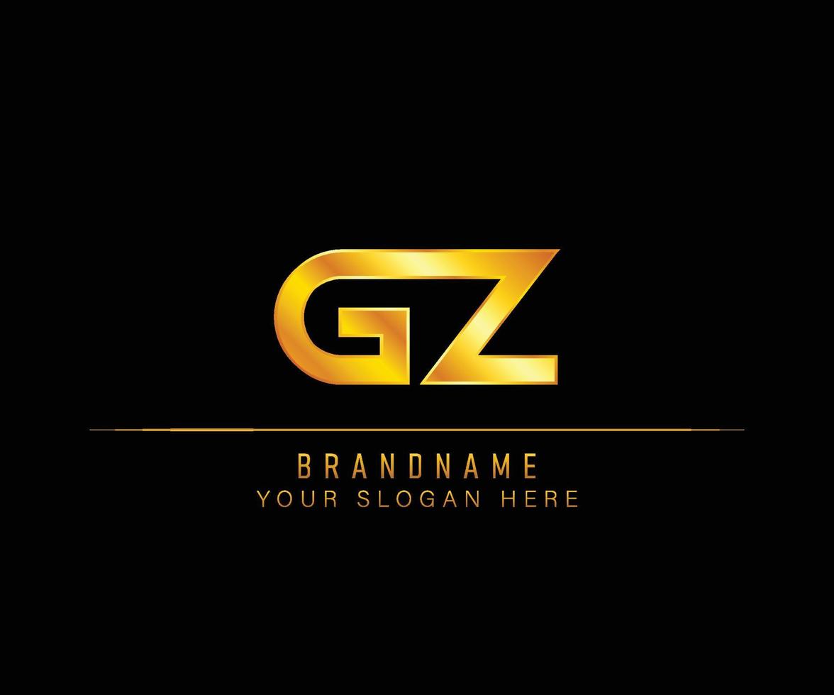 modelo de logotipo de ouro carta gz. modelo de logotipo de luxo de letra inicial. vetor
