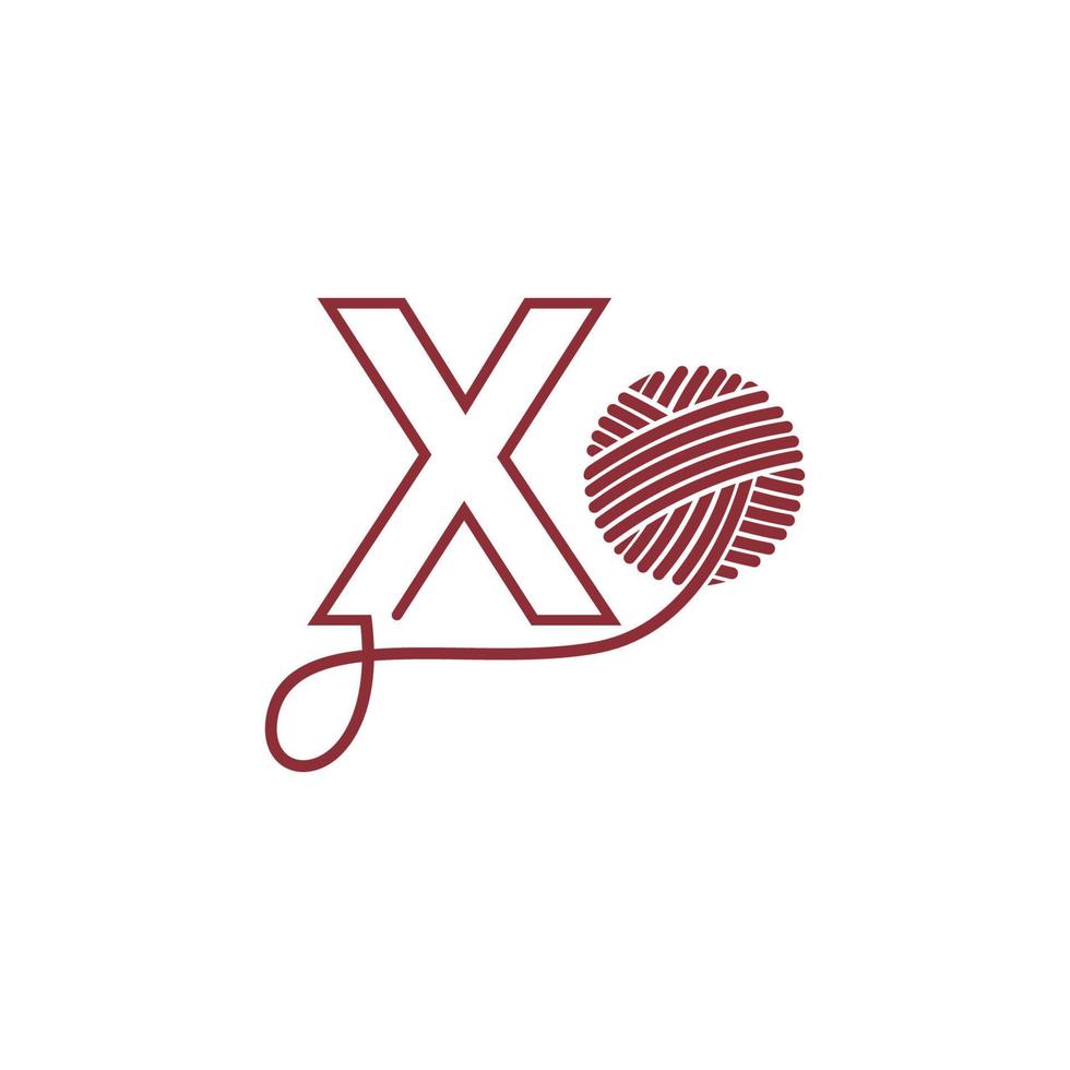 letra x e meada de ilustração de design de ícone de fio vetor