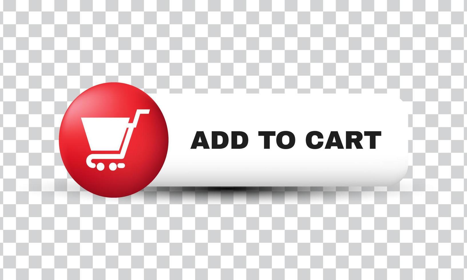 3d exclusivo adicionar carrinho de cor vermelha botão web design de ícone isolado em vetor