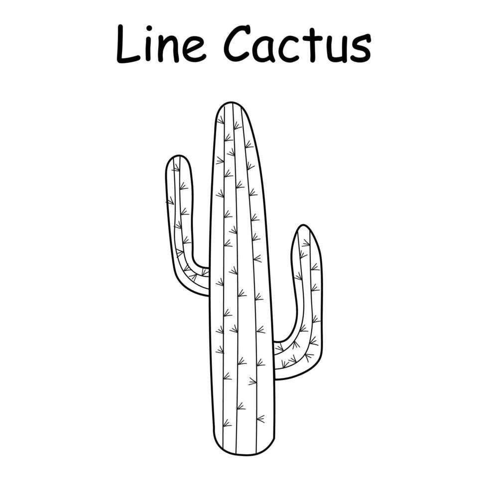 ilustração em vetor doodle de um cacto. cacto desenhado à mão. cacto mexicano de linha doodle