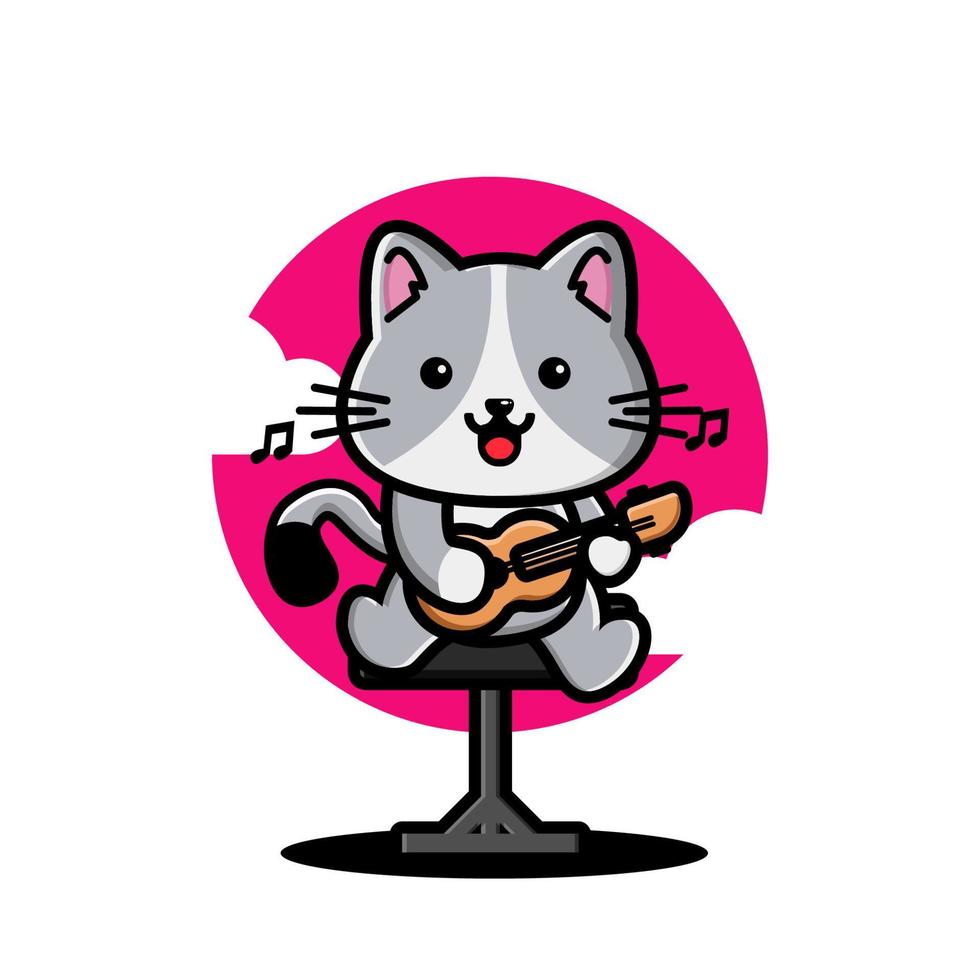 gato fofo tocando guitarra vetor