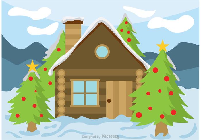 Log cabin snow vector