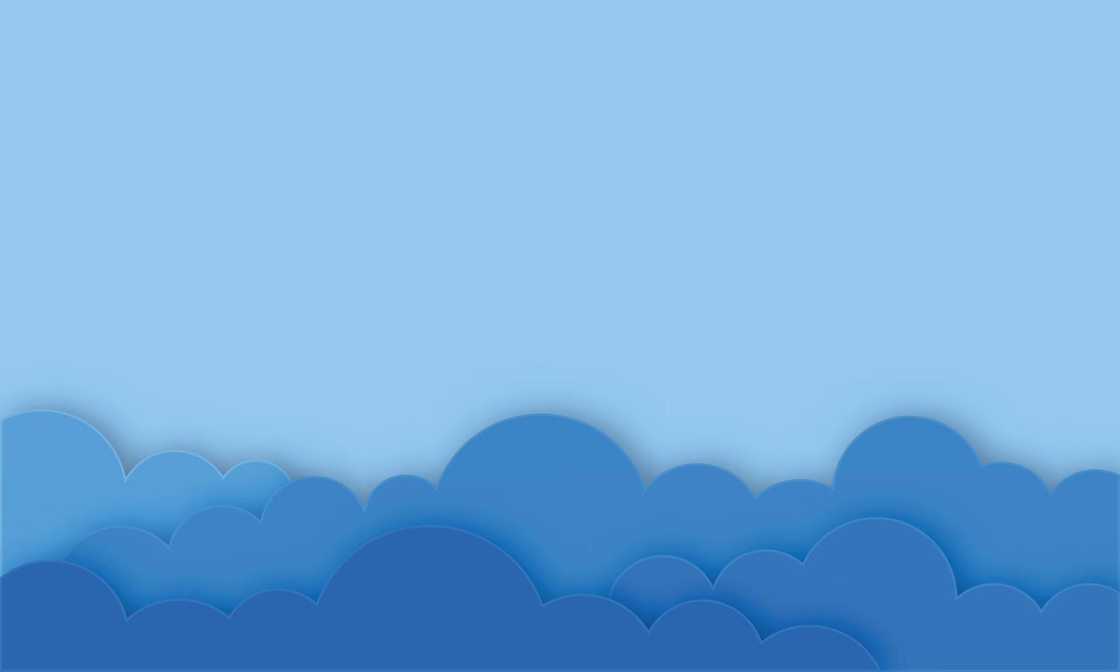 nuvens no céu azul. banner com copyspace. estilo de corte de papel. vetor
