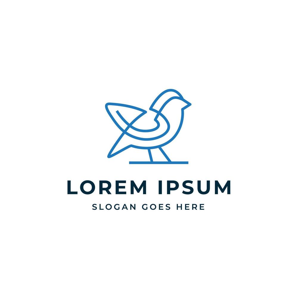 logotipo animal moderno pássaro azul vetor