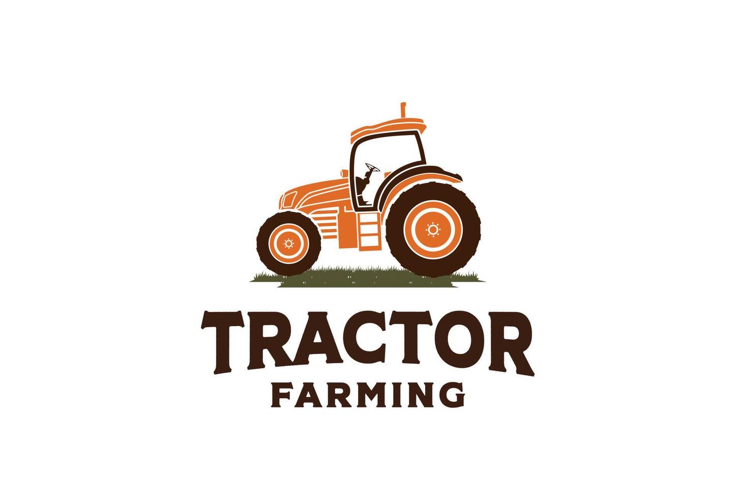 gráfico de trator com design de logotipo de agricultura de fazenda de ilustração de grama vetor