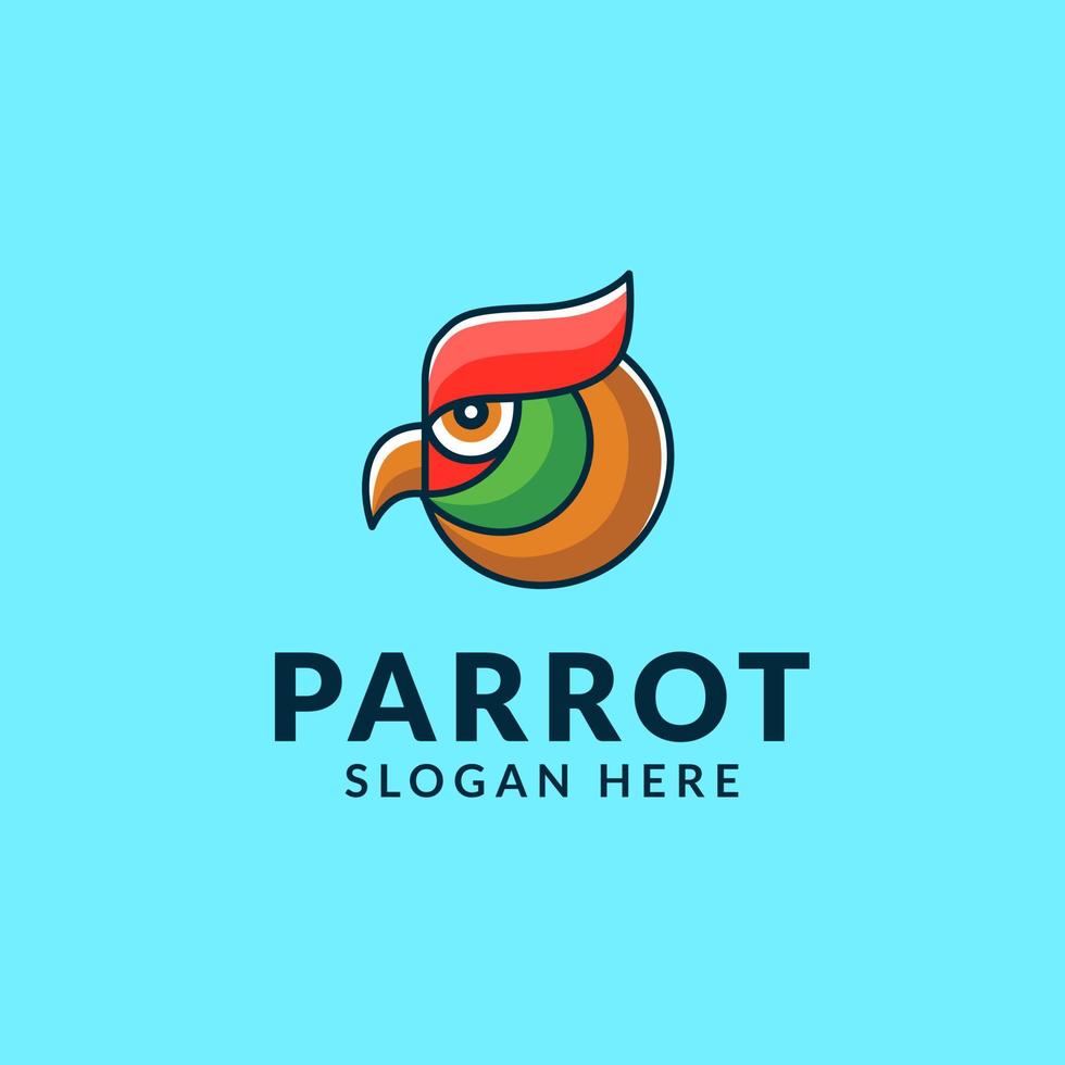 logotipo de animal simples de personagem de mascote de cabeça de papagaio vetor