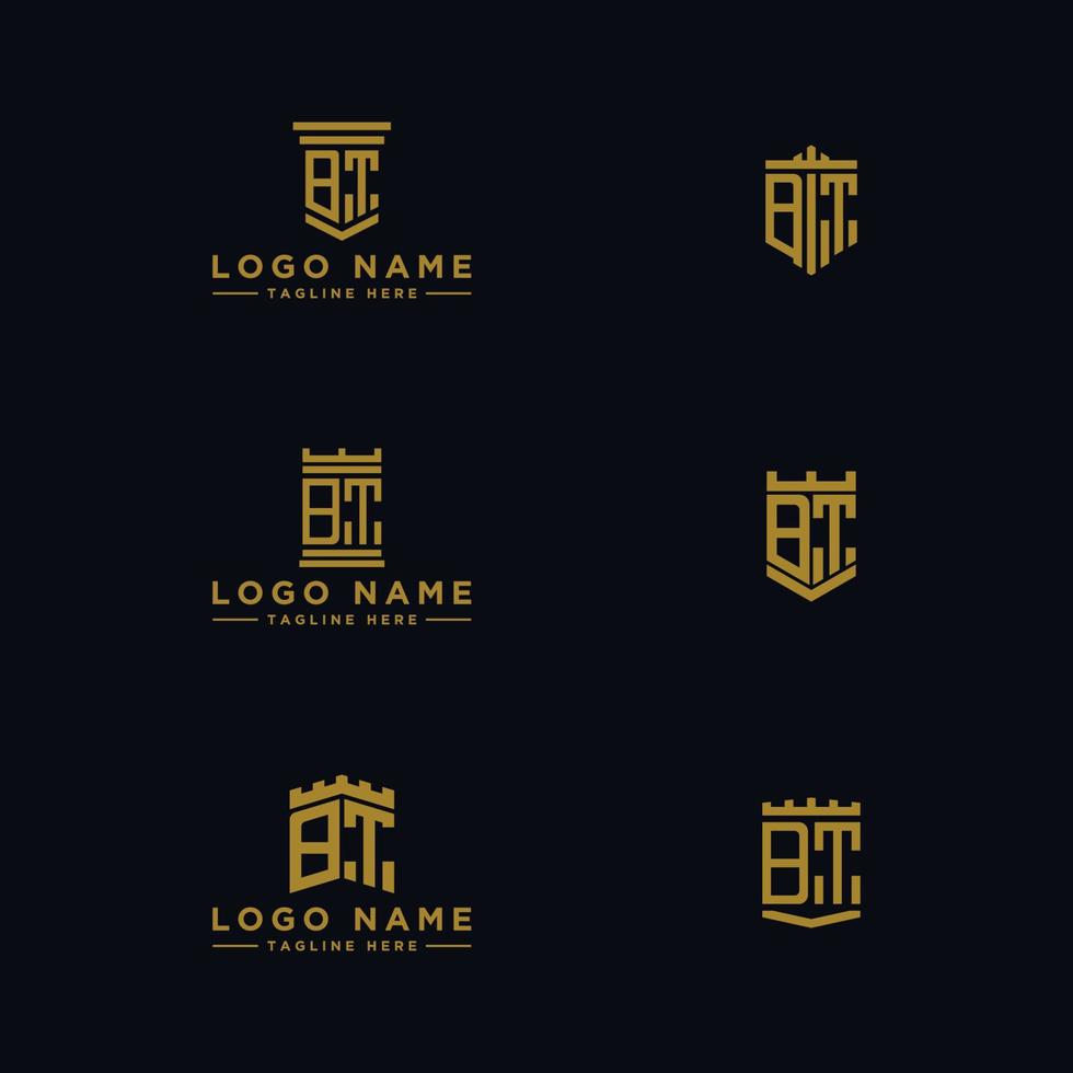 conjunto de design de logotipo inspirador, para empresas das letras iniciais do ícone do logotipo bt. -vetores vetor