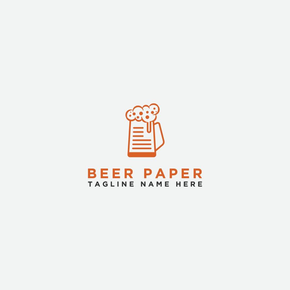 papel e cerveja. modelo de logotipo. - vetor