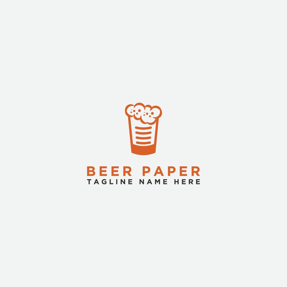 papel e cerveja. modelo de logotipo. - vetor