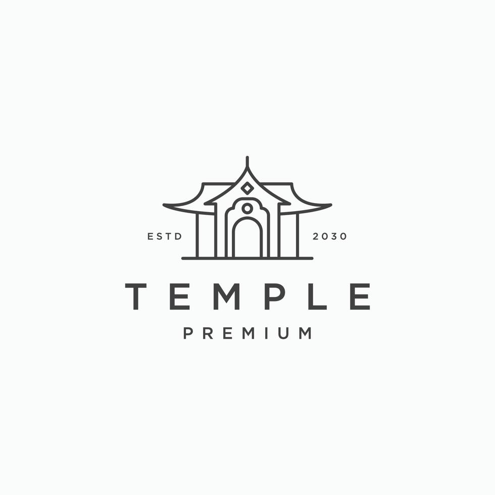 modelo de design de ícone de logotipo de arte de linha de templo vetor plano