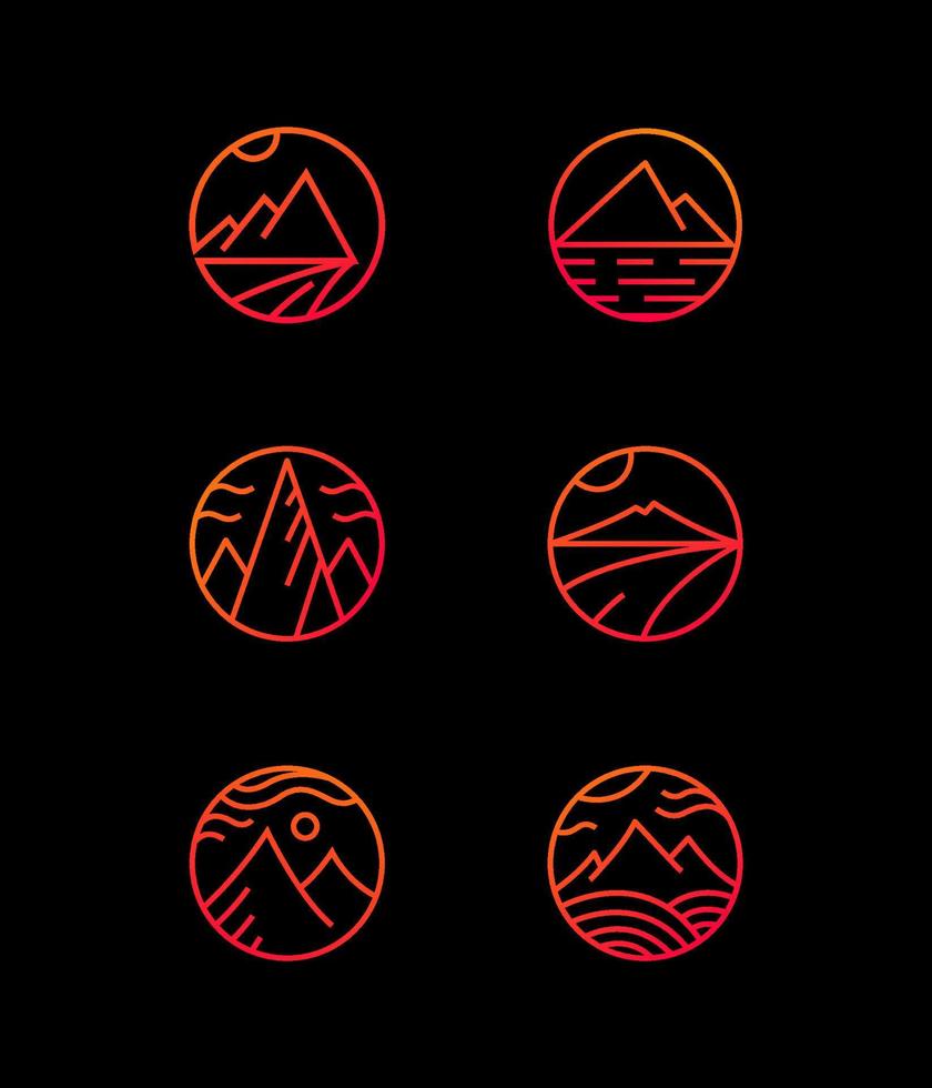conjunto de logotipo de montanha, conjunto de modelo de logotipo de montanha abstrato, negócios de logotipo de ícone de montanha, logotipo de montanha de linha vetor