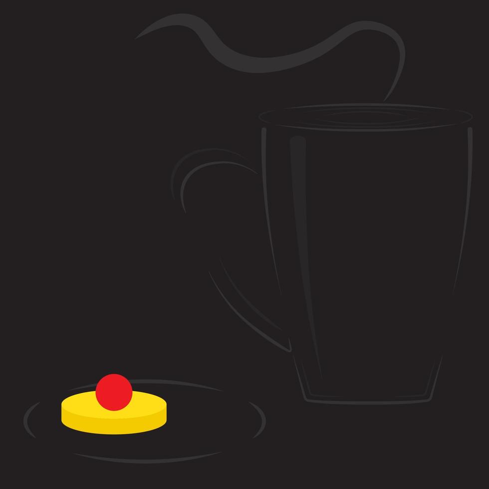 xícara de café de cor preta minimalista abstrata com ilustração vetorial de sobremesa colorida vetor