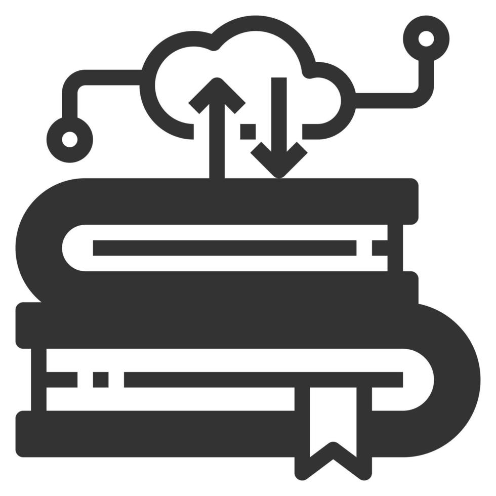 ilustração em vetor ícone sólido de biblioteca de nuvem