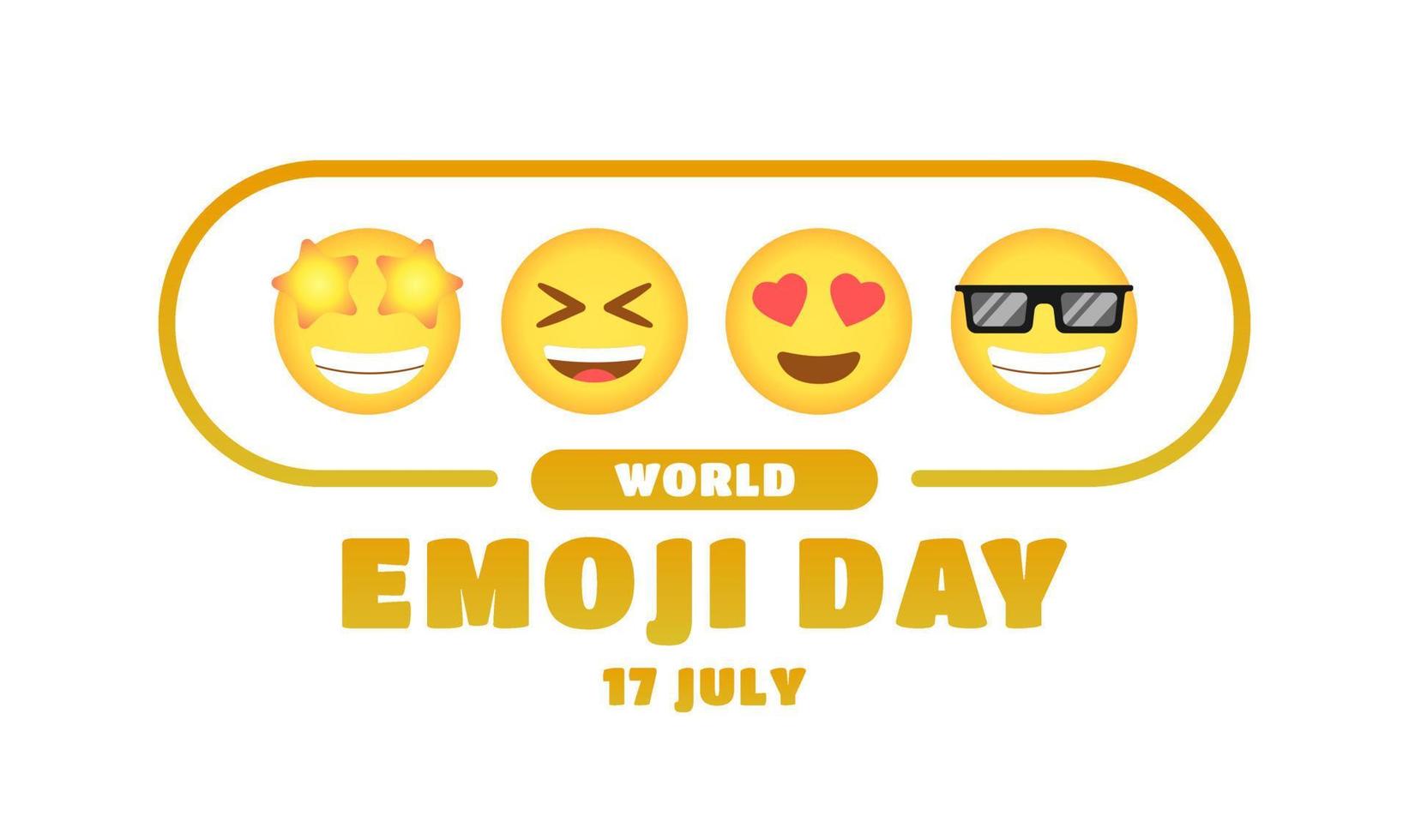 design do dia mundial emoji em 17 de julho em fundo isolado. vetor