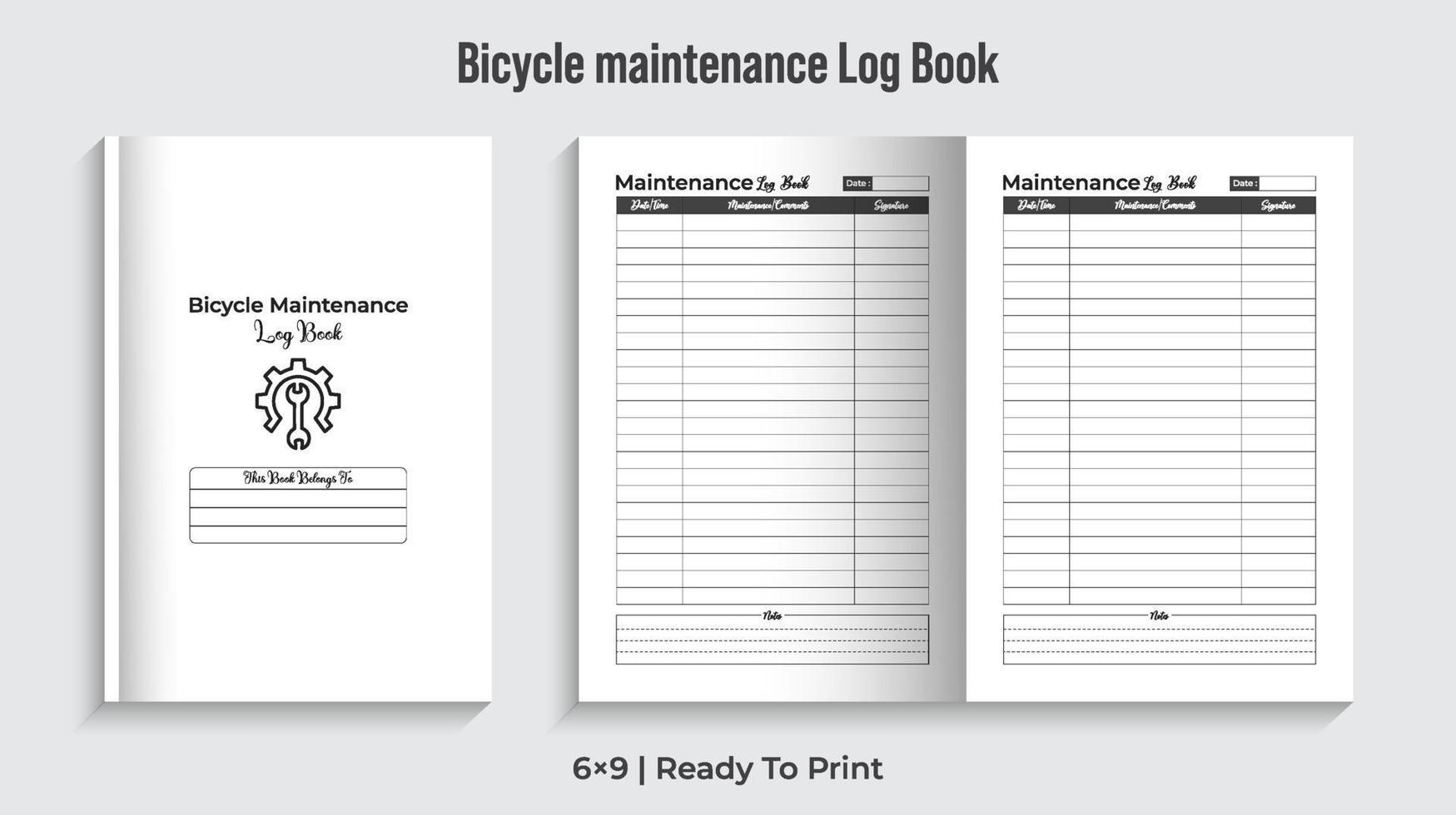 diário de manutenção de bicicletas. caderno de bicicleta vetor