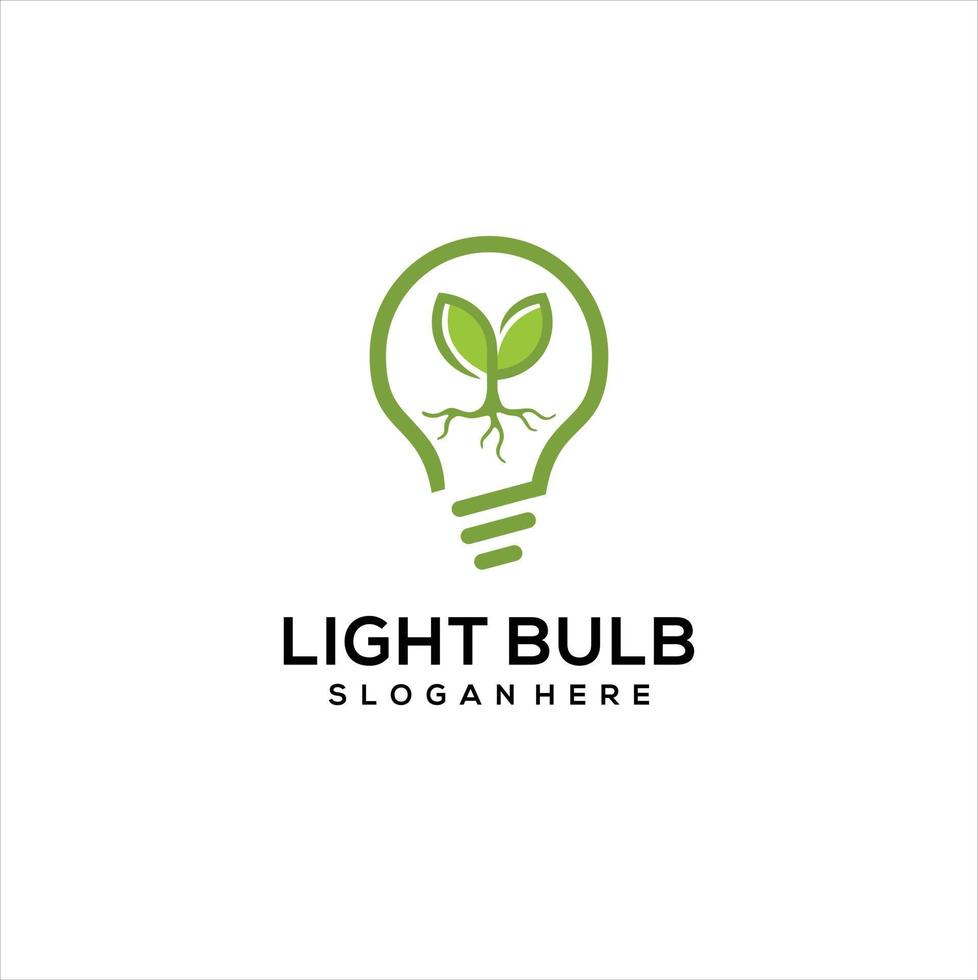 lâmpada de bulbo de ecologia com logotipo de folha. símbolo de lâmpada de poupança de energia, ícone. vetor