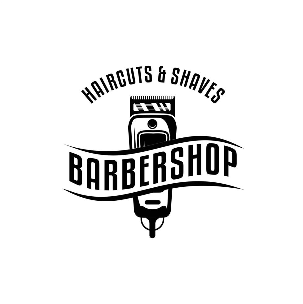 vetor de modelo de logotipo vintage de barbearia em fundo branco isolado