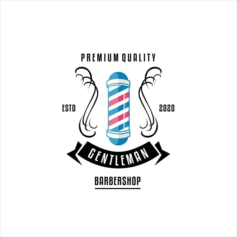 vetor de modelo de logotipo vintage de barbearia em fundo branco isolado