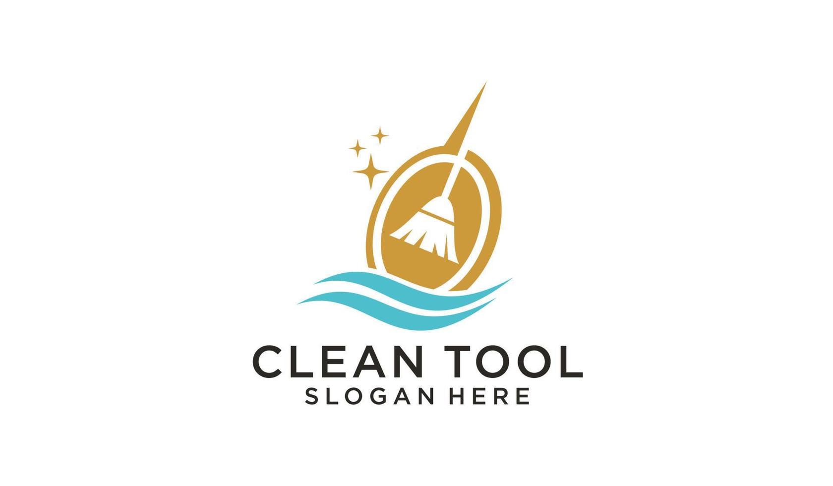 logotipo de design de ferramenta de limpeza de quarto vetor
