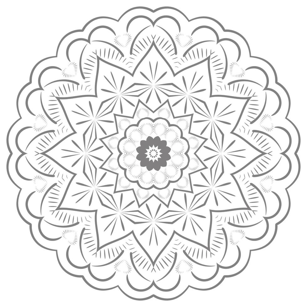 mandala ornamento contorno doodle ilustração desenhados à mão. estilo de tatuagem de henna vetorial, pode ser usado para têxteis, livros para colorir, impressão de capa de telefone, cartões de felicitações vetor