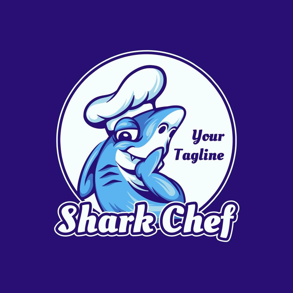 logotipo do personagem do chef de tubarão vetor