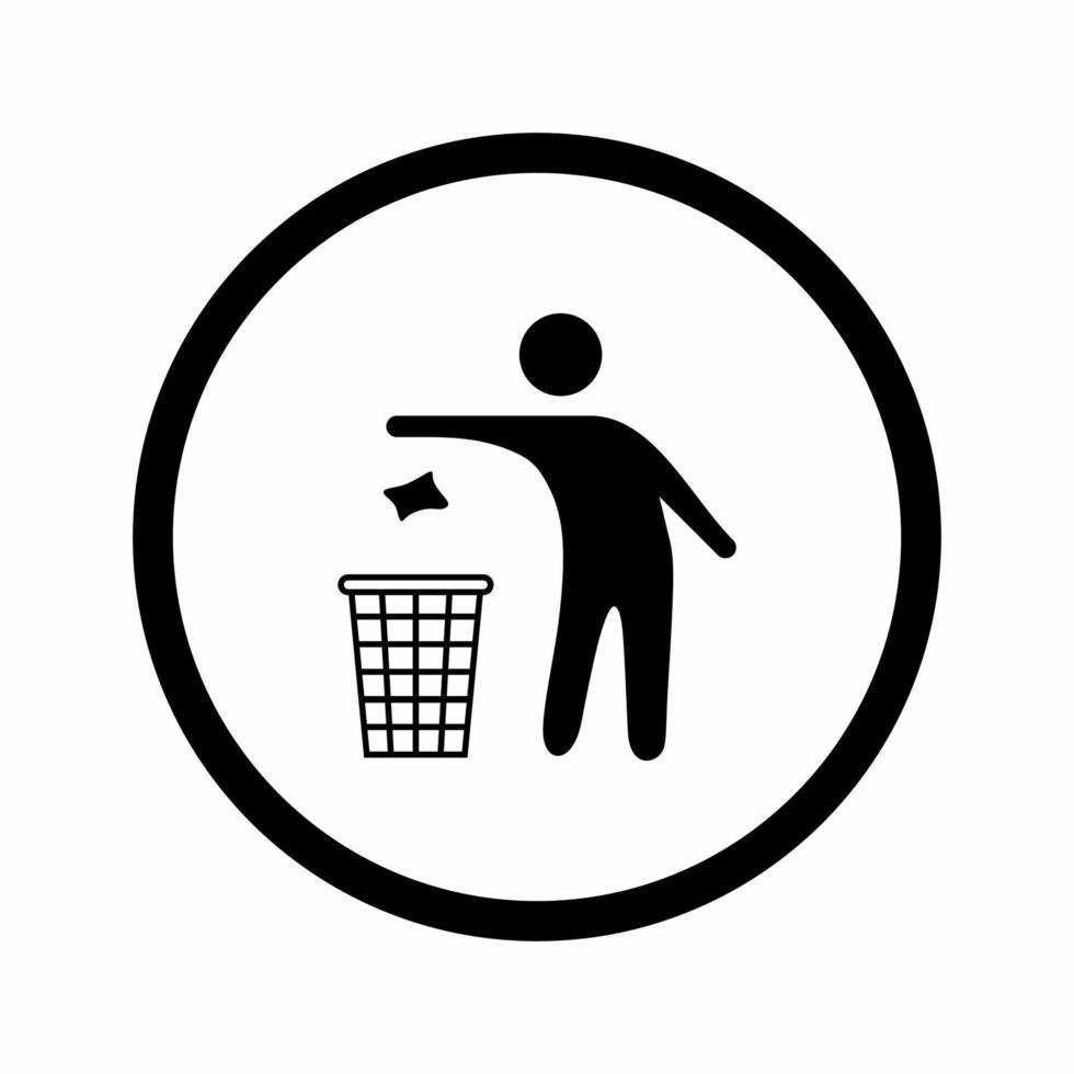 não lixo sinal. jogue o lixo em seu lugar. por favor, não jogue lixo no conceito de design de banheiro vetor