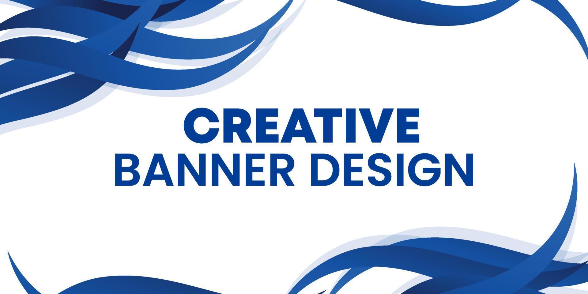 design de banner criativo com fundo de vetor de curva azul exclusivo