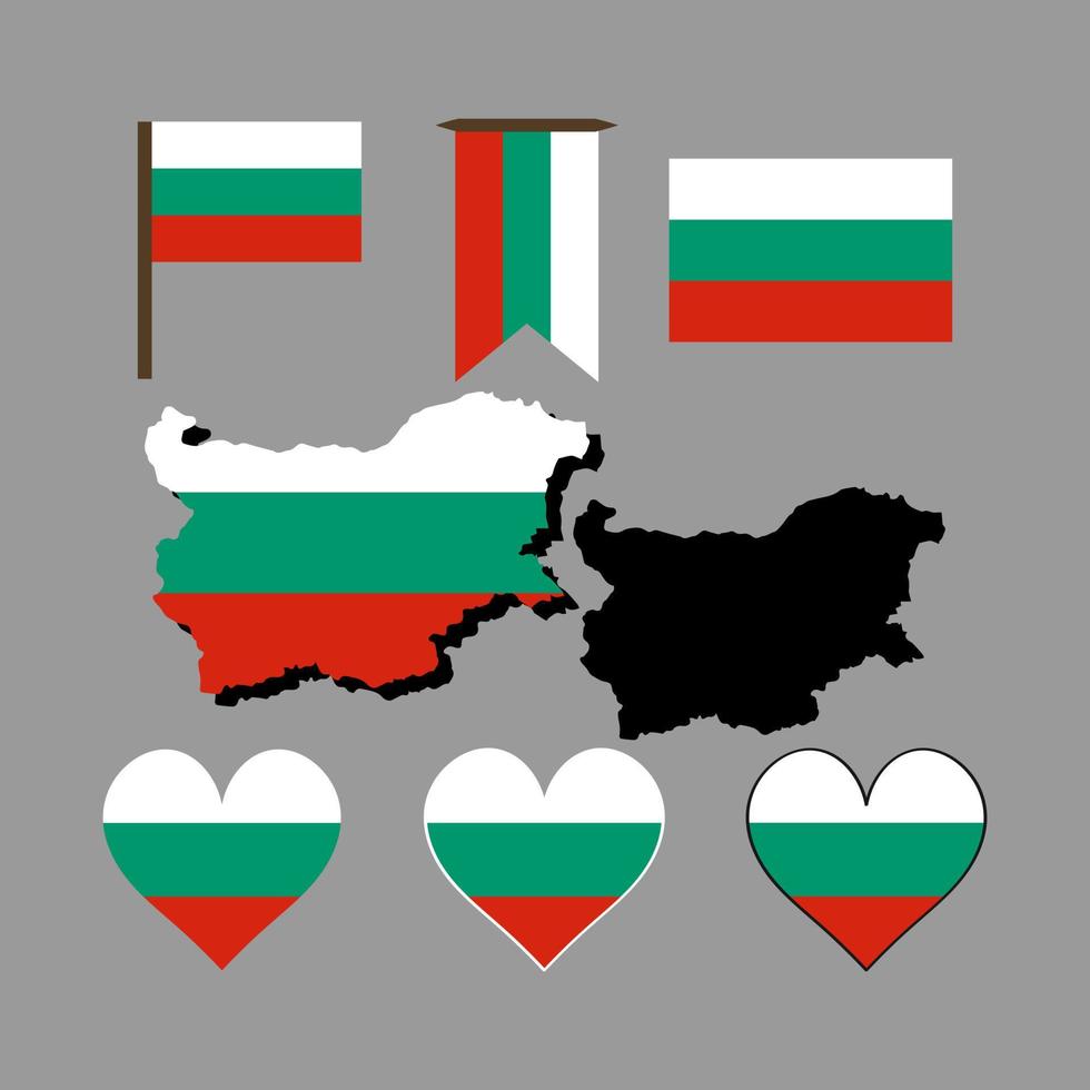 Bulgária. mapa e bandeira da bulgária. ilustração vetorial. vetor