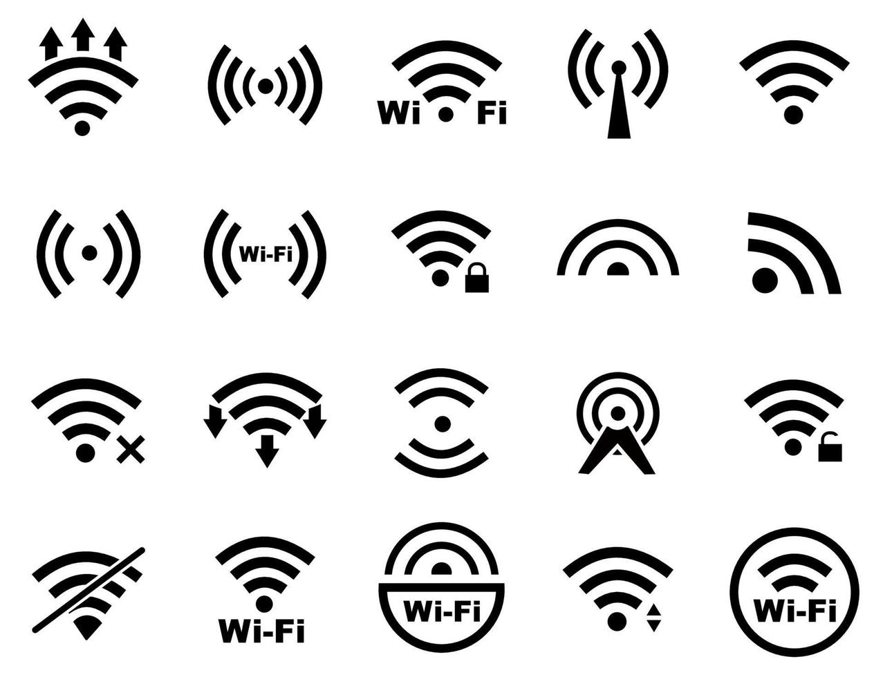 conjunto de ícones wi-fi. pacote de vetor de ilustração de símbolo sem fio