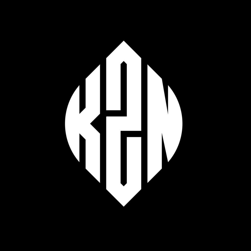 kzn design de logotipo de carta de círculo com forma de círculo e elipse. letras de elipse kzn com estilo tipográfico. as três iniciais formam um logotipo circular. kzn círculo emblema abstrato monograma carta marca vetor. vetor