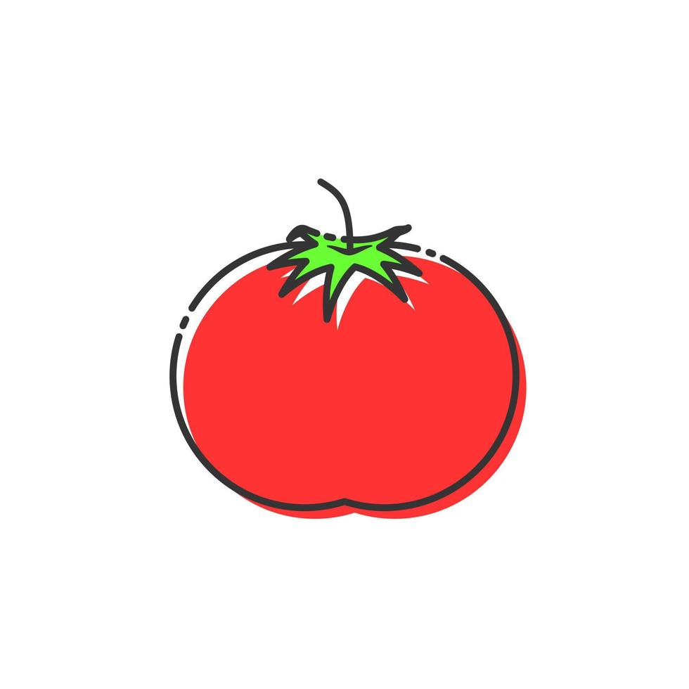 vetor de tomate isolado. ícone de tomate dos desenhos animados no fundo branco