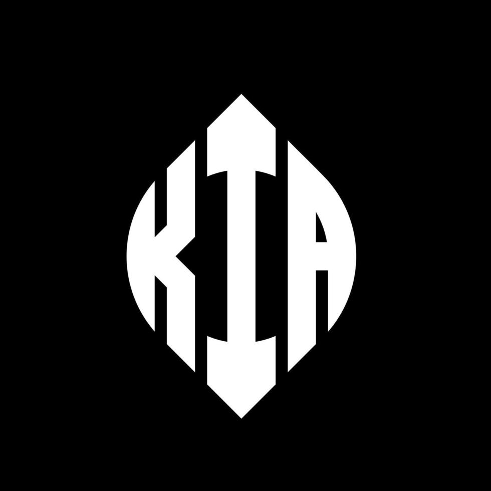 design de logotipo de carta círculo kia com forma de círculo e elipse. letras de elipse kia com estilo tipográfico. as três iniciais formam um logotipo circular. Kia círculo emblema abstrato monograma carta marca vetor. vetor