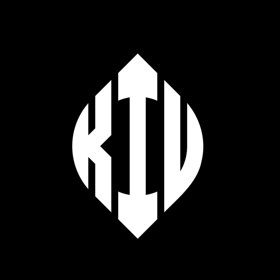 design de logotipo de letra de círculo kiu com forma de círculo e elipse. letras de elipse kiu com estilo tipográfico. as três iniciais formam um logotipo circular. kiu círculo emblema abstrato monograma carta marca vetor. vetor