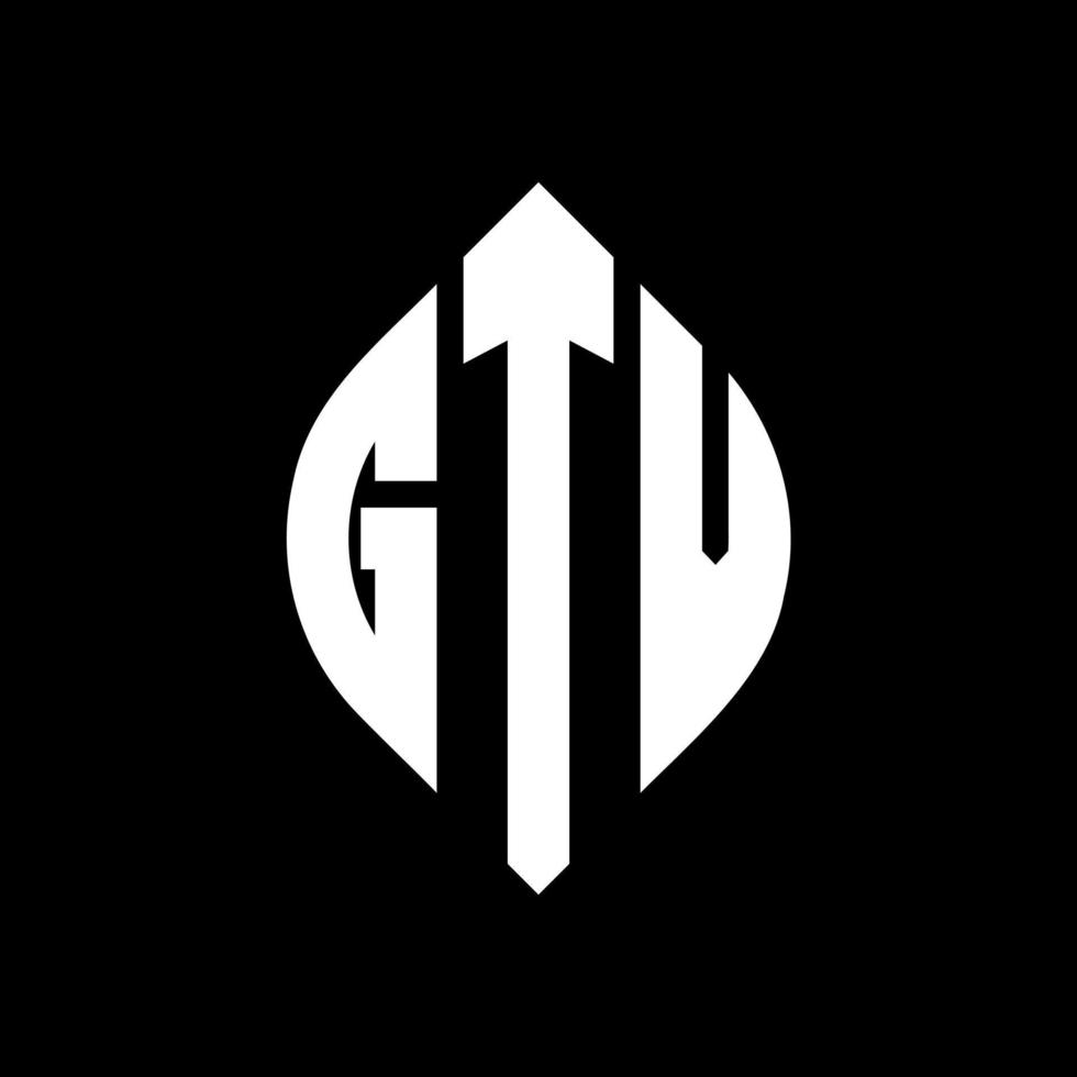 design de logotipo de carta de círculo gtv com forma de círculo e elipse. letras de elipse gtv com estilo tipográfico. as três iniciais formam um logotipo circular. gtv círculo emblema abstrato monograma carta marca vetor. vetor