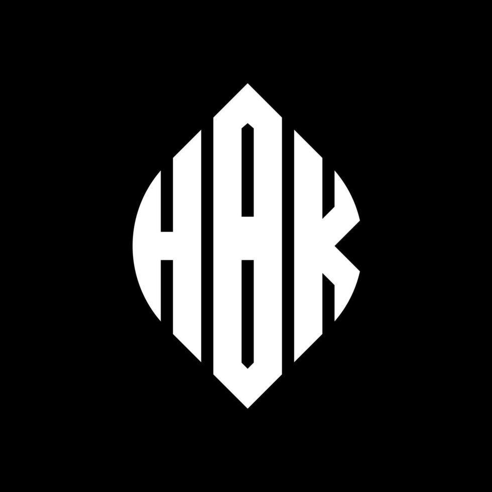 design de logotipo de letra de círculo hbk com forma de círculo e elipse. letras de elipse hbk com estilo tipográfico. as três iniciais formam um logotipo circular. hbk círculo emblema abstrato monograma carta marca vetor. vetor