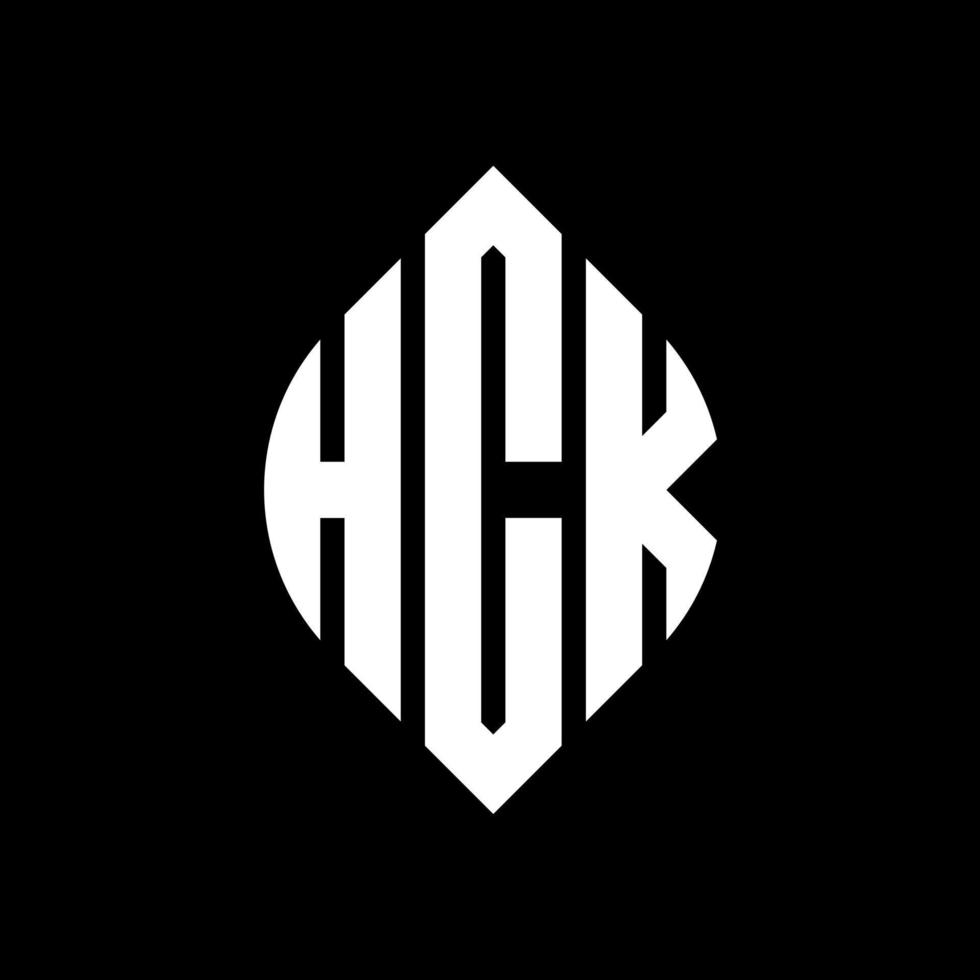 design de logotipo de letra de círculo hck com forma de círculo e elipse. letras de elipse hck com estilo tipográfico. as três iniciais formam um logotipo circular. hck círculo emblema abstrato monograma carta marca vetor. vetor