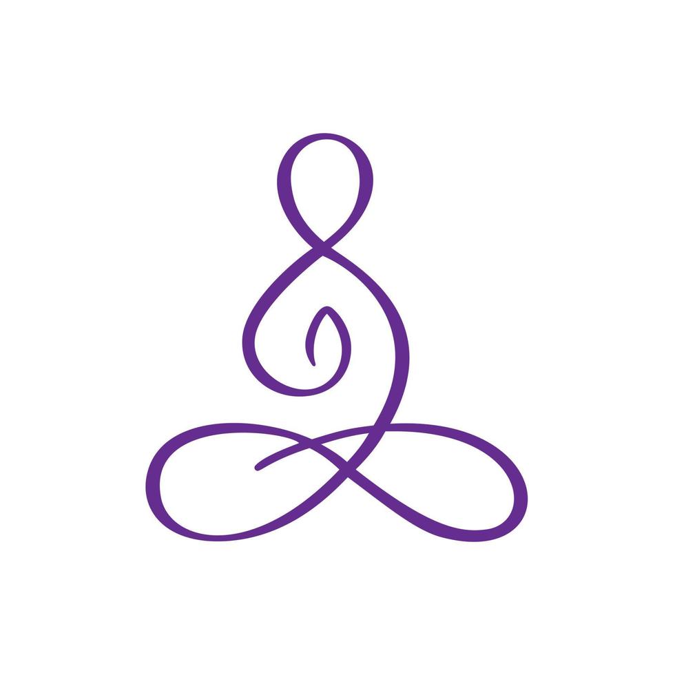conceito de logotipo de vetor de ícone de pose de lótus de ioga. símbolo mínimo de ioga de meditação. spa de saúde meditação harmonia zen logotipo. modelo de design de sinal gráfico criativo