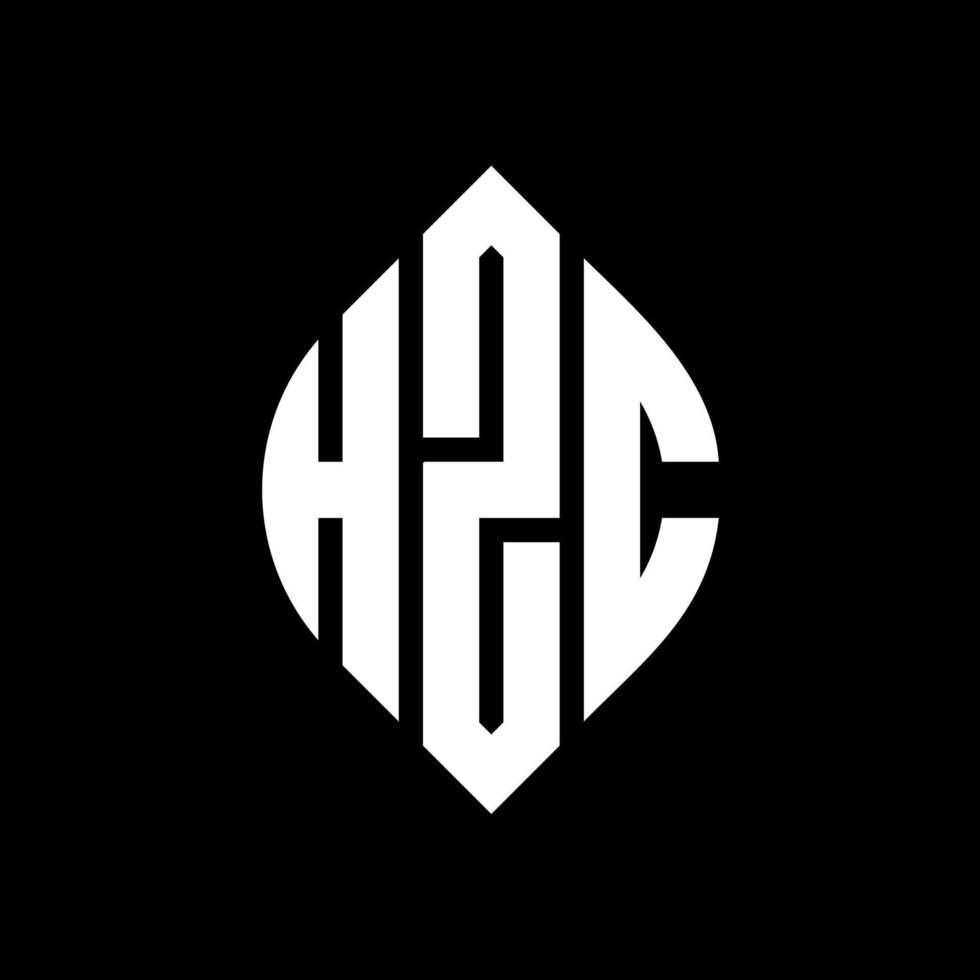 design de logotipo de letra de círculo hzc com forma de círculo e elipse. letras de elipse hzc com estilo tipográfico. as três iniciais formam um logotipo circular. hzc círculo emblema abstrato monograma carta marca vetor. vetor