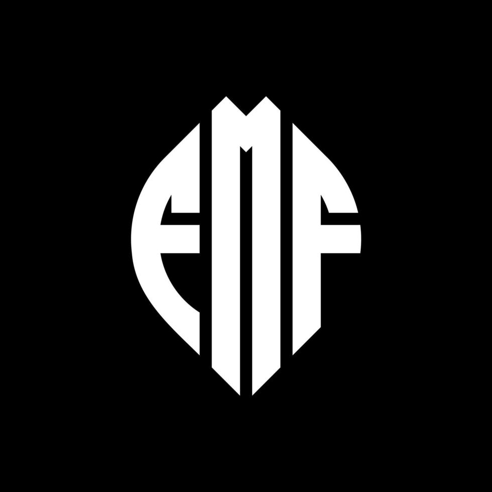 design de logotipo de carta de círculo fmf com forma de círculo e elipse. letras de elipse fmf com estilo tipográfico. as três iniciais formam um logotipo circular. fmf círculo emblema abstrato monograma carta marca vetor. vetor