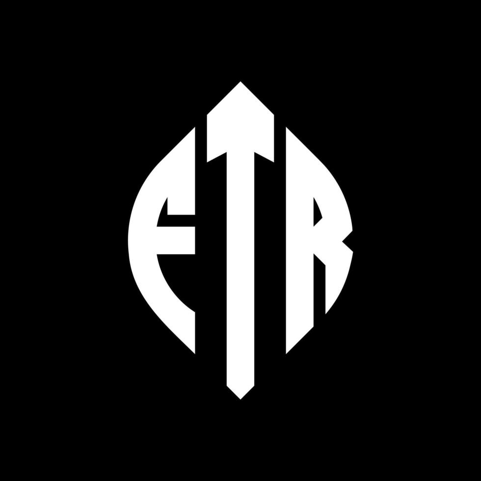 design de logotipo de letra de círculo ftr com forma de círculo e elipse. letras de elipse ftr com estilo tipográfico. as três iniciais formam um logotipo circular. ftr círculo emblema abstrato monograma carta marca vetor. vetor