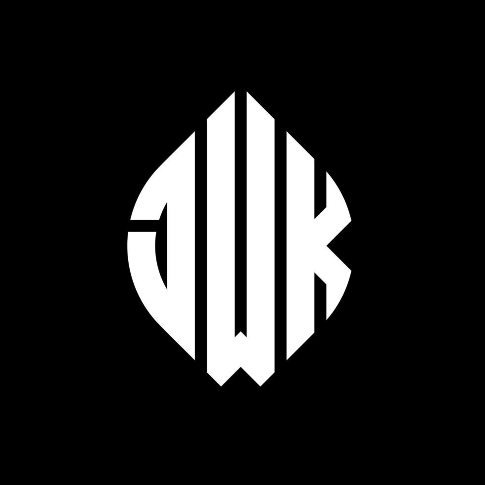 design de logotipo de letra de círculo jwk com forma de círculo e elipse. letras de elipse jwk com estilo tipográfico. as três iniciais formam um logotipo circular. jwk círculo emblema abstrato monograma carta marca vetor. vetor