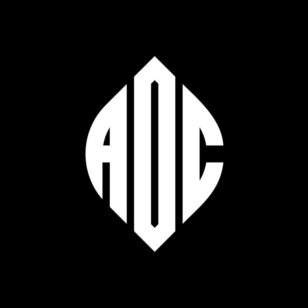 design de logotipo de letra de círculo adc com forma de círculo e elipse. letras de elipse adc com estilo tipográfico. as três iniciais formam um logotipo circular. adc círculo emblema abstrato monograma carta marca vetor. vetor